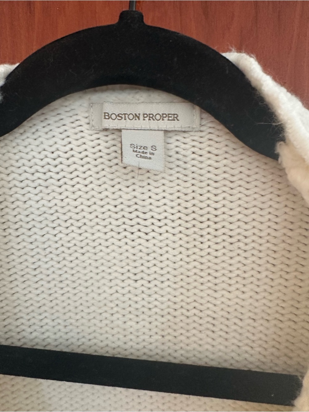 Boston Proper Cream Ruffle-Trim Cascade Cardigan - Picture 2 of 3